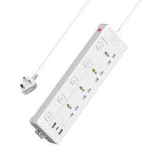 Portronics Power Plate 19 Extension Board with 4 Universal Power Sockets, 3 Meter Long Cord, 2000W Power Extender, 5 Individual Power Switches