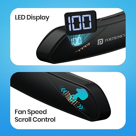 Portronics Cool Aid Brushless Motor , NoiseLess Airflow , Digital Display , Scroll Fan Control,Black - Image 4