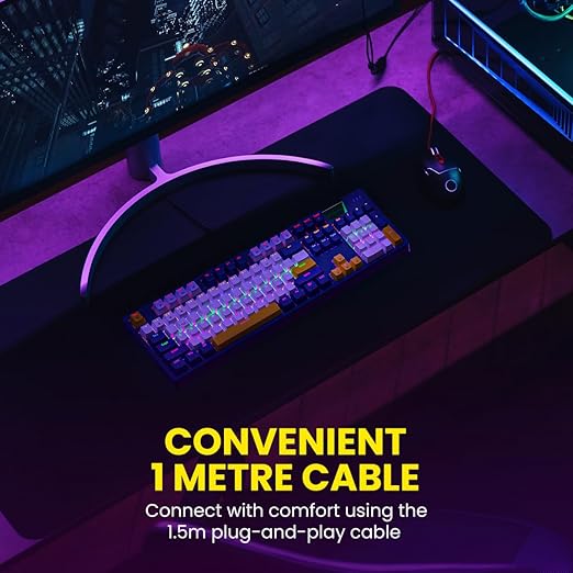 Portronics K2 Mechanical Gaming Keyboard with Red Linear Switches, 1.5 Meter Long Cable & Dynamic Lighting(Blue) - Image 5