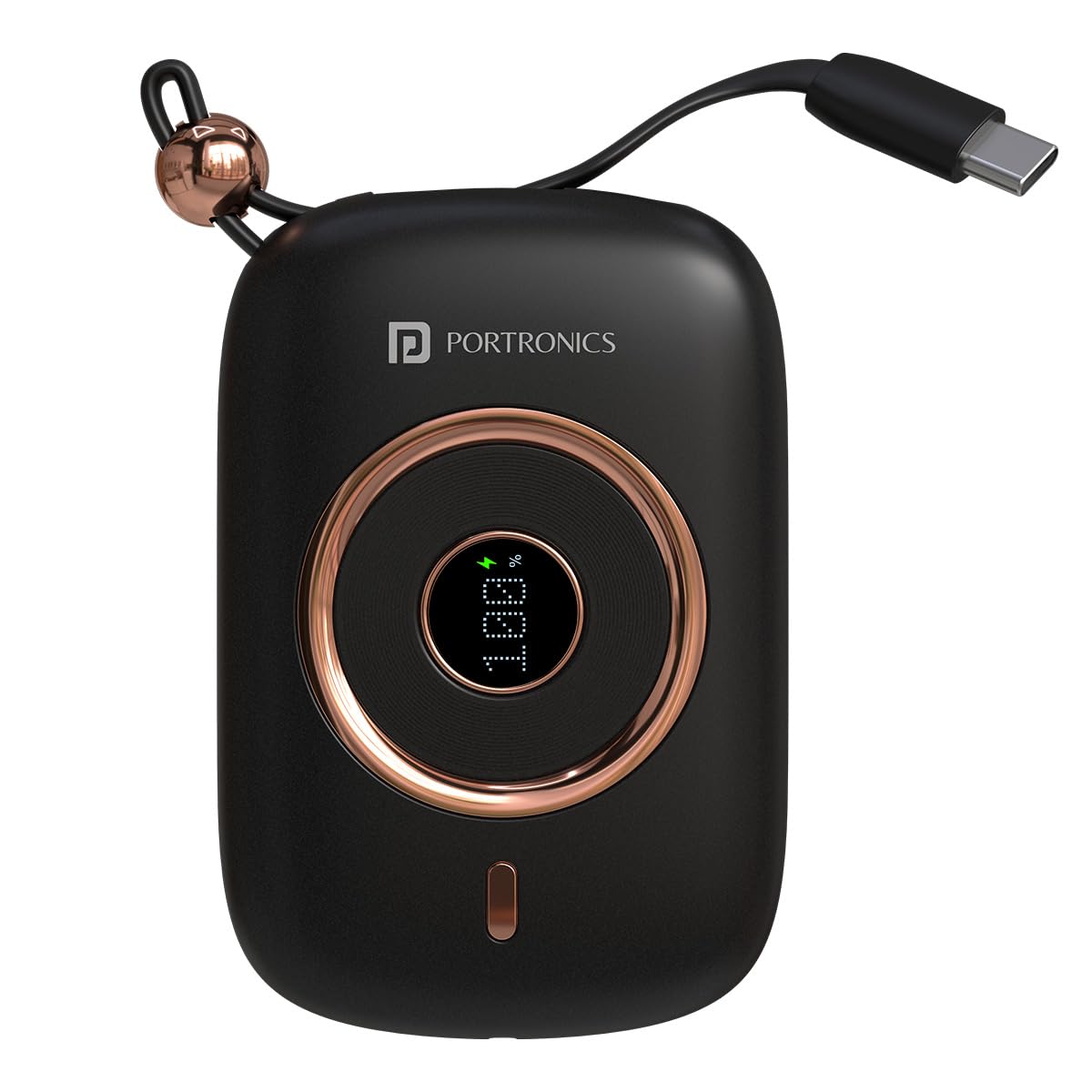 Portronics Power Shutter Pro 35W 10000mAh Super Fast Charging Powerbank with in-Built Type C PD Cable Support with Android, Apple,Tablet,Black