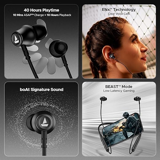 Boat Rockerz Bluetooth Neck Band with 40hrs Playback time - Image 3